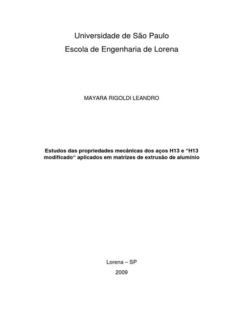 Pdf Estudo Das Propriedades Mec Nicas Dos A Os H E H Modificado