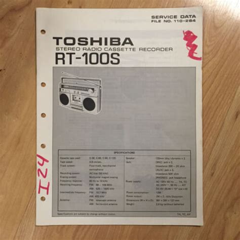 Original Toshiba Service Manual For Rt Model Boombox Radio Cassette ~ Select One Ebay