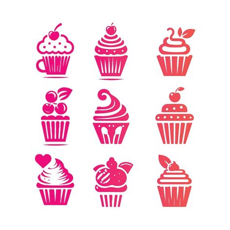 Cup Cake Collection Logo Premium Ai Generated Vector