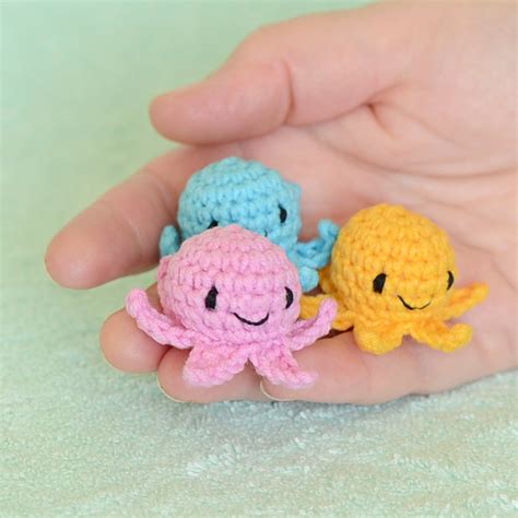 Small Octopus Mini Crochet Sea Creature Tiny Amigurumi Ocean Etsy