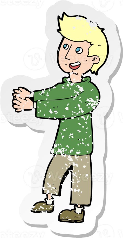 Retro Distressed Sticker Of A Cartoon Happy Man Drawing 47000016 PNG