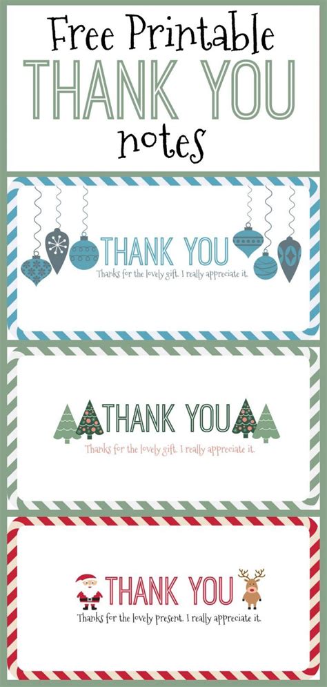 Christmas Thank You Notes Printable