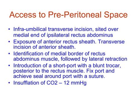 Laparoscopic Groin Hernia Repair Anatomy And Technique Ppt