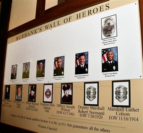 ‘wall Of Heroes Unveiled For Burbanks Fallen Firefighters And Police