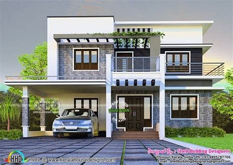 2697 Sq Ft 4 Bedroom Flat Roof Contemporary Home Kerala Home Design