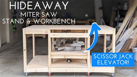 Diy Workbench With Hideaway Miter Saw Youtube