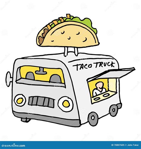 Mexican taco food truck stock vector. Illustration of people - 70807605