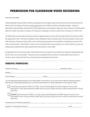 Fillable Online Gradyisd Gisd Digital Media Permission Form Grady Isd