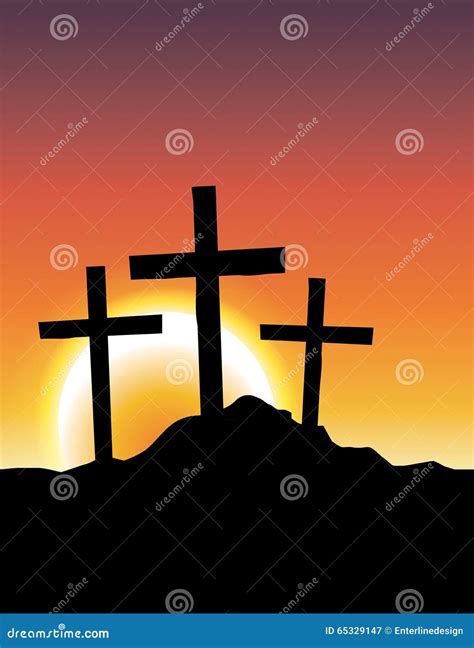 Calvary Crosses At Sunrise Illustration Stock Vector Illustration Of