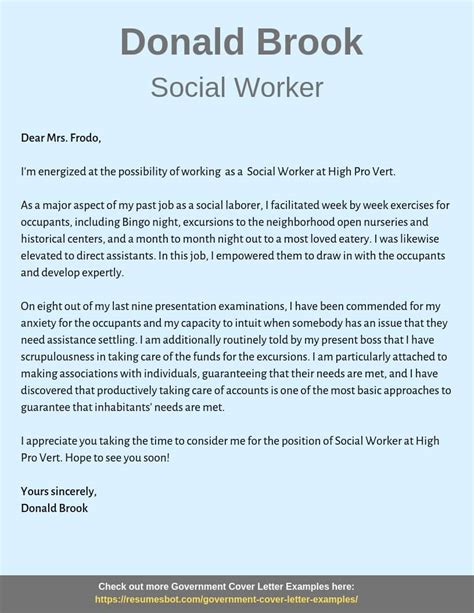 Social Service Cover Letter