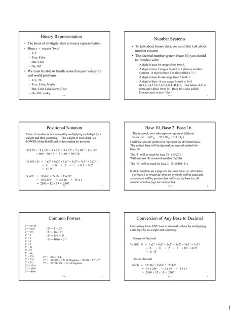 Binary Representation Number Systems Positional Notation Base DocsLib