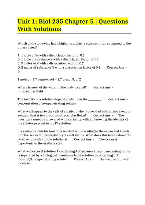 Unit Biol Chapter Questions With Solutions Unit Biol