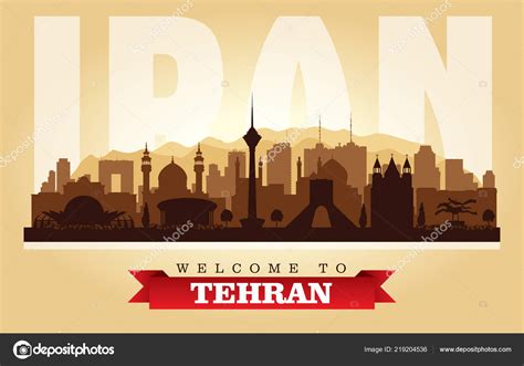 Tehran Iran City Skyline Vector Silhouette Illustration Stock Vector