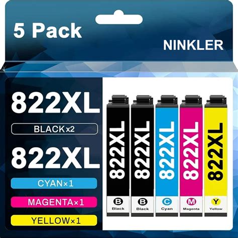 Epson 822xl Ink Cartridge 5 Pack For Workforce Pro Wf 3820 Wf 4820 Wf 4830 Printer