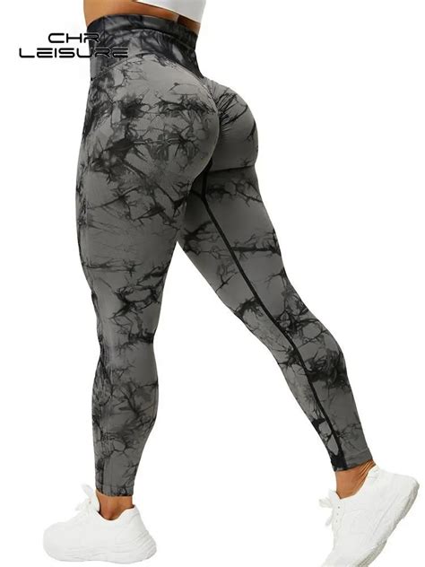 Chrleisure Tie Dye Push Up High Waist Leggings Stretch Athletic Women