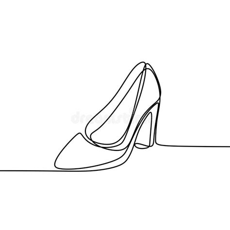 Continuous Line Drawing Of Highheel Shoe For Woman Fashion Isolated On