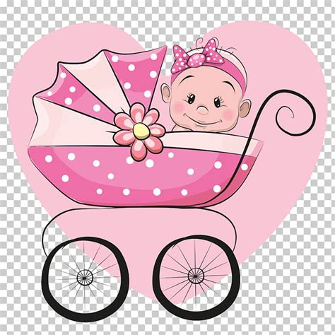 Cartoon Infant Illustration Baby Stroller Animated Baby On Pram