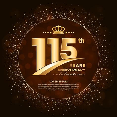 Premium Vector 115th Anniversary Logo With Gold Numbers And Glitter