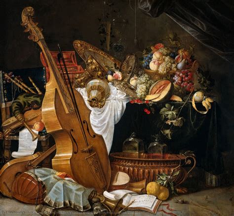 Gemälde Reproduktionen Vanitas Still Life mit musikinstrumenten von