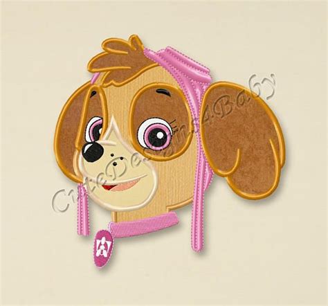 Paw Patrol Skye Head Applique Embroidery Design Paw Patrol Machine Embroidery Designs Embr