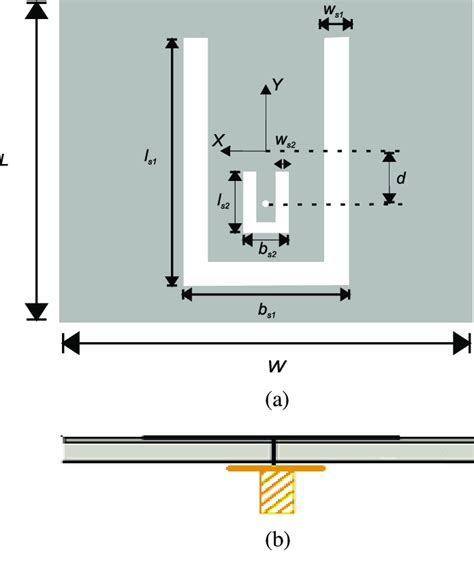 Geometry Of The Patch Antenna With Two U Slots A Top View Of The