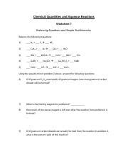 Worksheet 71 Docx Chemical Quantities And Aqueous Reactions Worksheet