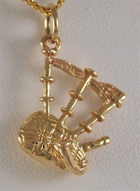 Solid 9ct Gold Bagpipes Charm Pendant Etsy