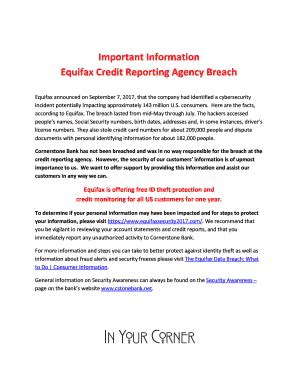 Fillable Online Equifax Credit Reporting Agency Breach Fax Email Print