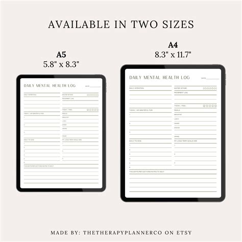 Printable Or Digital Daily Mental Health Log Created By A Etsy