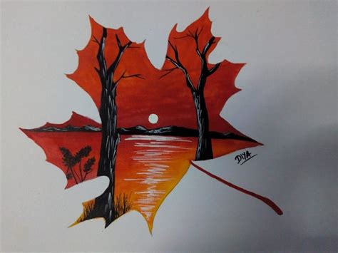 Painting on paper - Leaf -Home Decorarion - Without Frame - Necessity ...