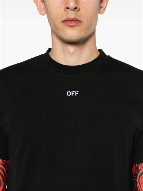 Off White Embroidered Logo Cotton T Shirt Black FARFETCH UK