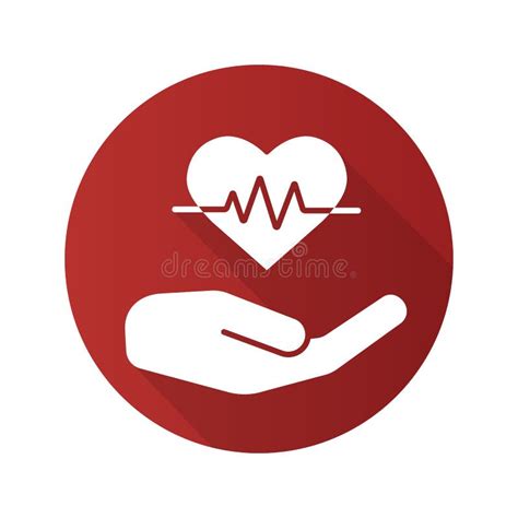 Heart Care Flat Design Long Shadow Glyph Icon Stock Vector