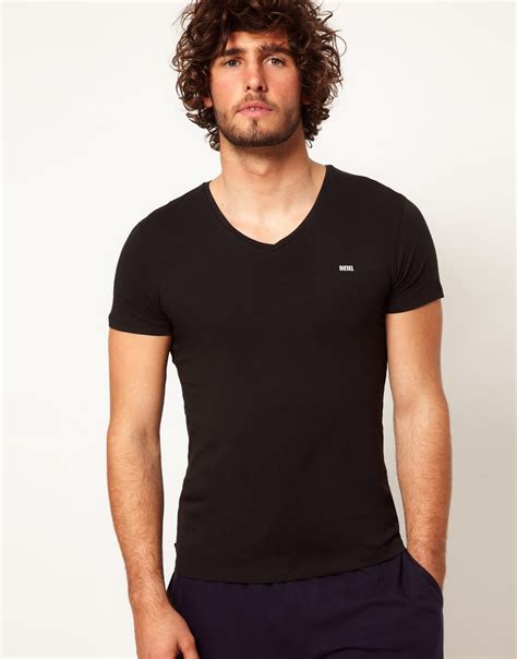 Diesel Michael V Neck T Shirt In Black For Men Lyst