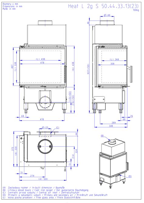 Chimenea De Le A Heat E Esquinero Puerta Lateral Cristal Dividido