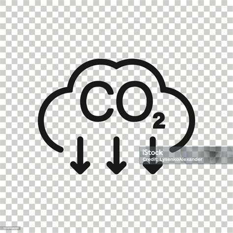 Co2 Icon In Flat Style Emission Vector Illustration On White Isolated Background Gas Reduction