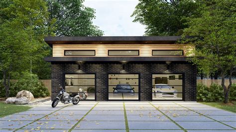 Modern 3 Car Detached Garage | Architectural Plan — Stamp & Hammer