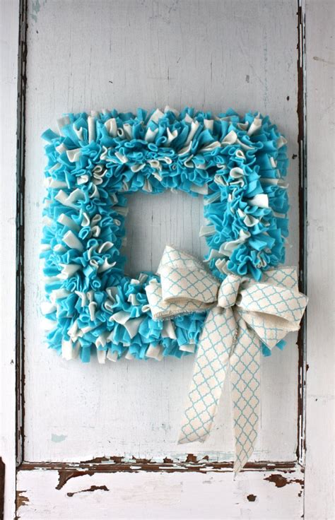 Easter Rag Wreath Square Wreath For Spring Fleece Fabric Etsy Canada