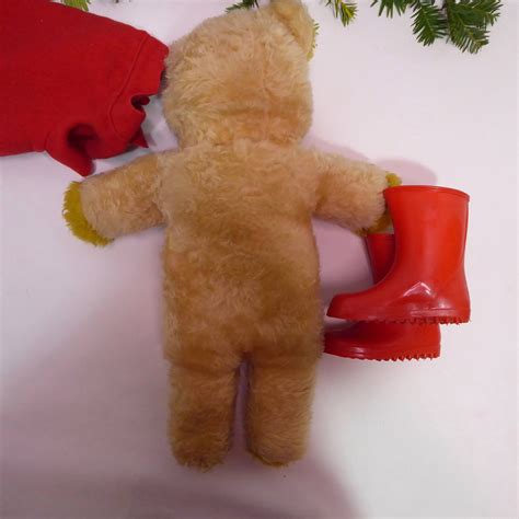 Vintage Paddington Bear 19 Inches Four Inches Orange Glass Eyes Red