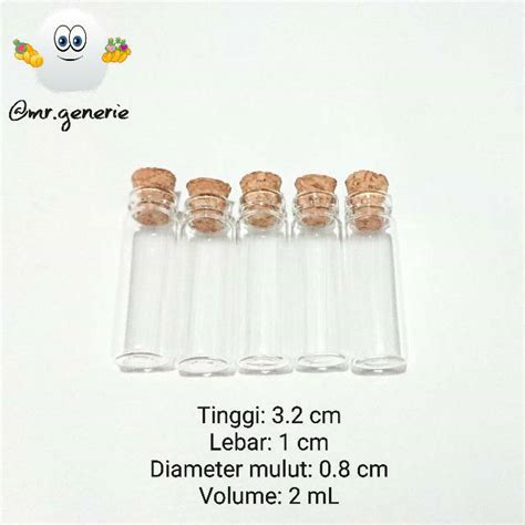 Jual Botol Kaca Mini Botol Kaca Tutup Gabus Botol Charm 2ml Botol