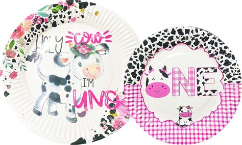 Amazon 40PCS MOO TWO PLATESCow 1st Birthday Decorations Cow First