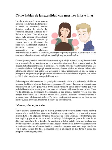 Cómo Hablar De La Sexualidad Con Nuestros Hijos E Hijas Pdf Educación Sexual La Sexualidad