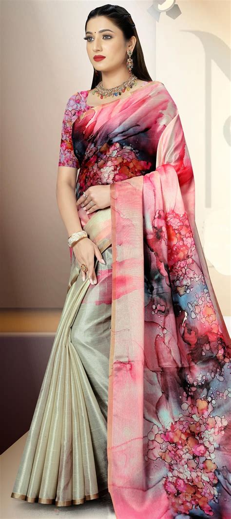 Casual Party Wear Multicolor Color Cotton Fabric Saree 1801400