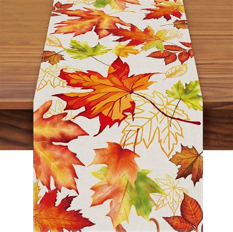 Amazon Preboun Blue Fall Table Runner Pumpkin Thanksgiving Table