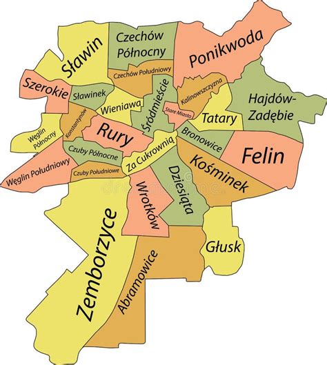 Pastel Map Of Districts Of Sofia Bulgaria Stock Vector Off