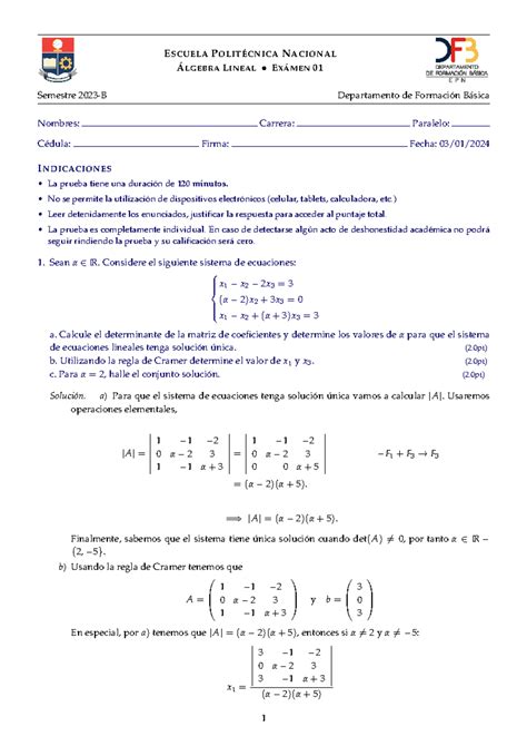 Algebra Ejercicios A Escuela Polit Cnica Nacional Lgebra