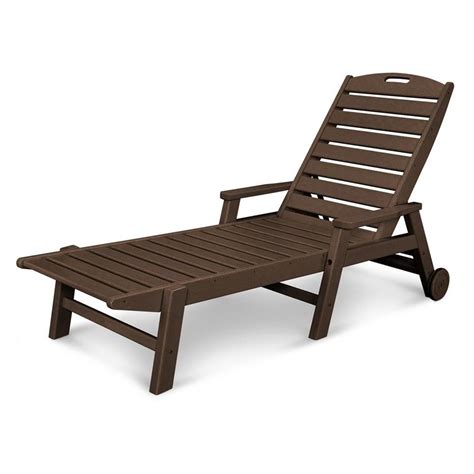 Shop Polywood Nautical Mahogany Plastic Patio Chaise Lounge Chair At