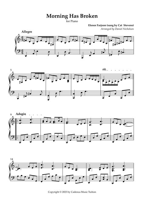 Morning Has Broken Arr Daniel Nicholson By Cat Stevens Sheet Music For Piano Solo At Sheet