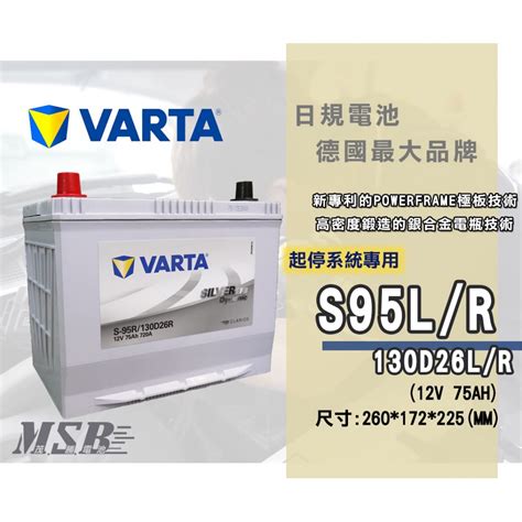 華達 Varta S95l S95r Efb 日規電池 支援怠速熄火裝置、起停裝置