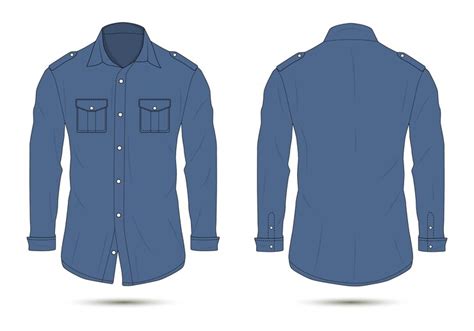 Premium Vector | Blue buttondown formal shirt front and back