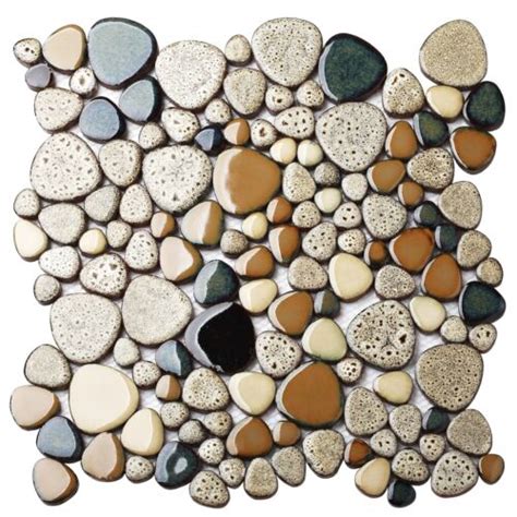 Ceramic Pebble Mosaic Tile 5 Sheets For Bathroom Wall Backsplash Shower Flooring Ebay